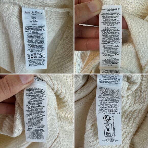 Sweaty Betty Cream Rest Up Half Zip Long Sleeve Textured Pullover Size 4 - Picture 8 of 14